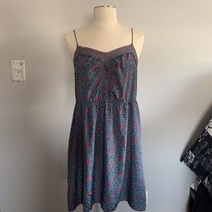 Grey Silky Floral Dress, American Eagle Size 12